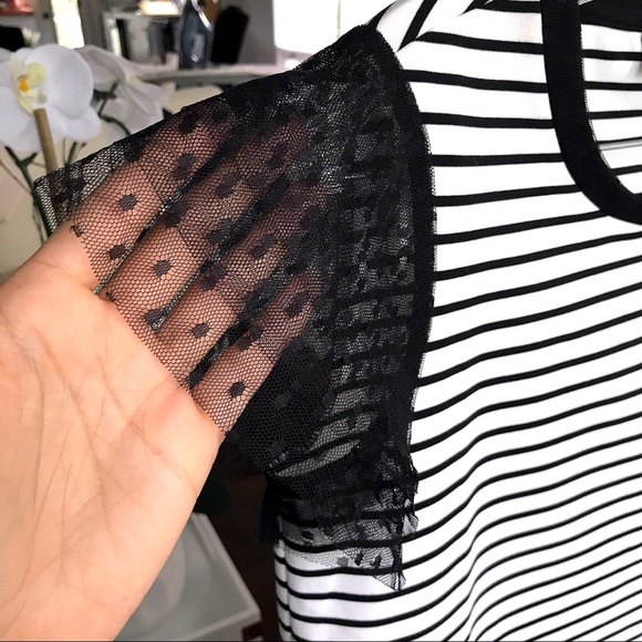 LAST ONE, S/L Black White Stripe Mini Dress 🖤 - Picture 2 of 7